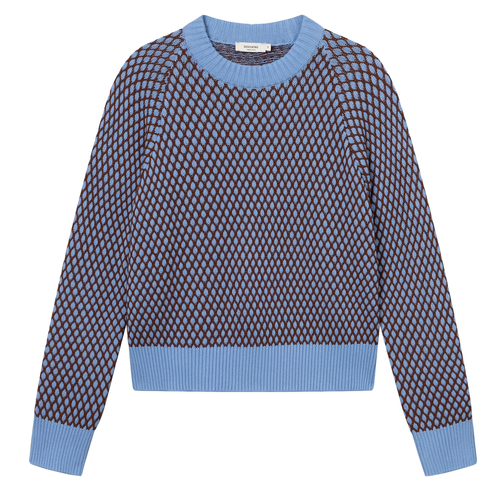 Dedicated Dedicated, Husie Bubble Knit, cornflower/cappuccino, M