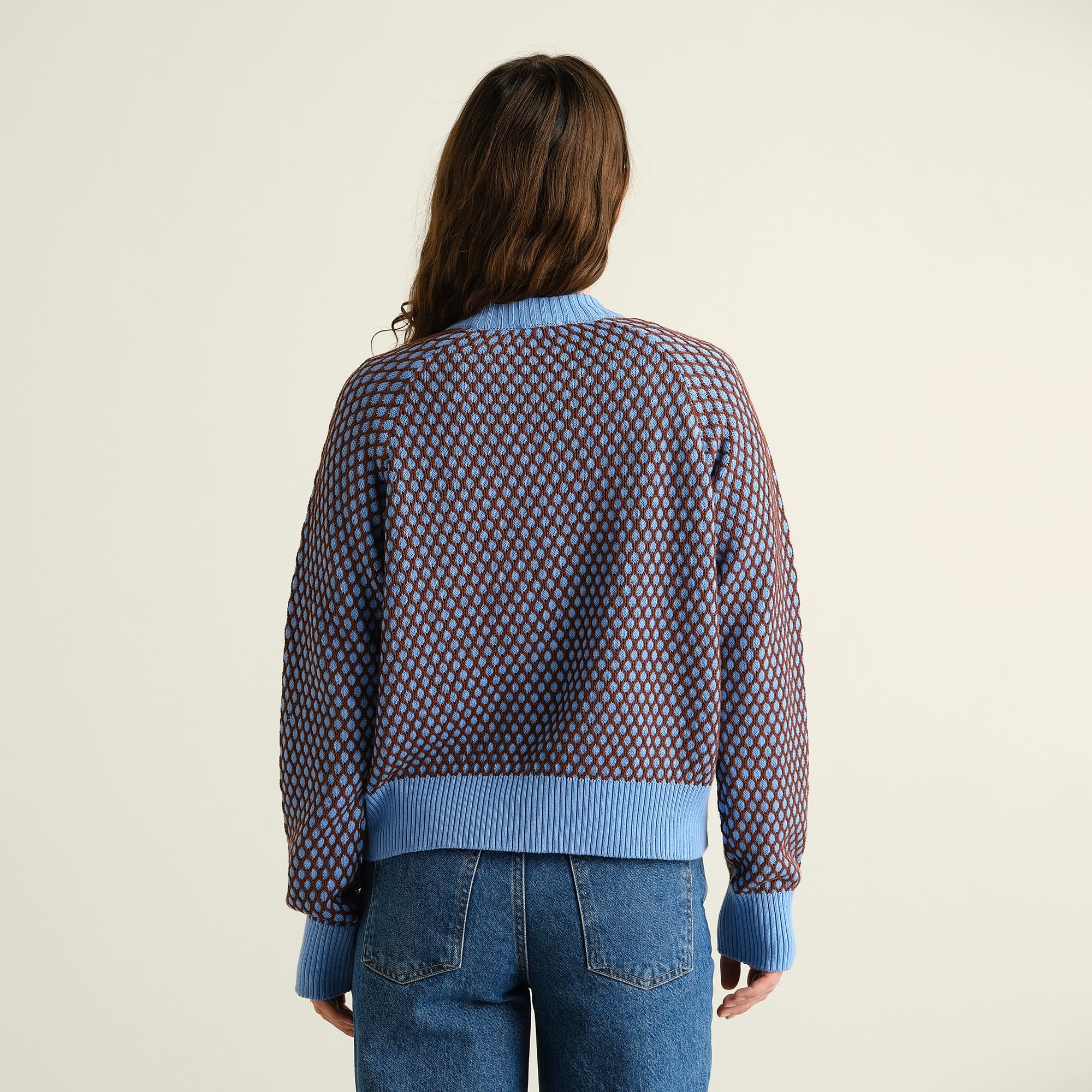 Dedicated Dedicated, Husie Bubble Knit, cornflower/cappuccino, S
