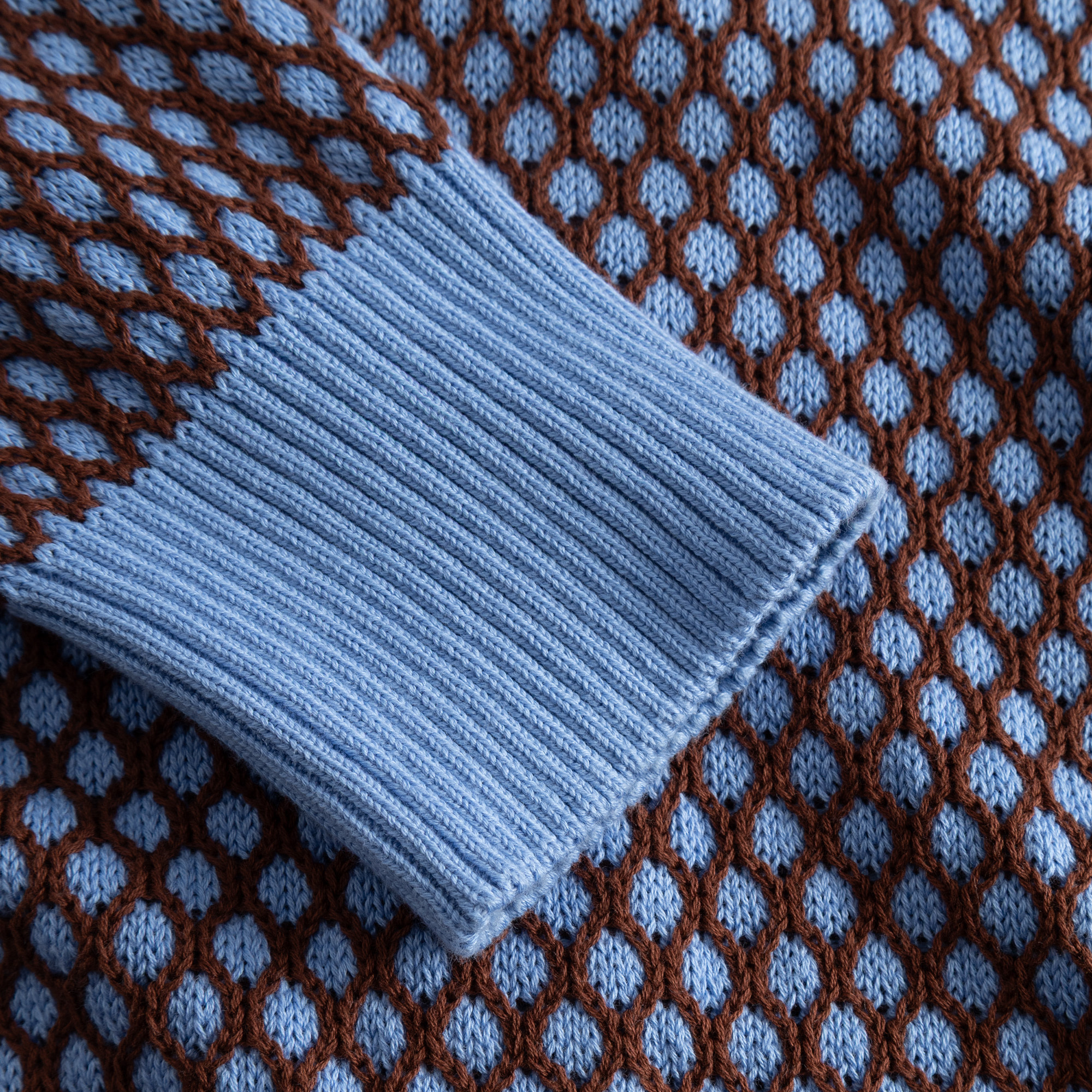 Dedicated Dedicated, Kanan Bubble Knit, cornflower/cappuccino, M