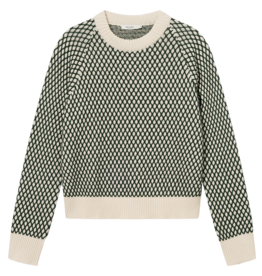Dedicated Dedicated, Husie Bubble Knit, dark green/vanilla white, M