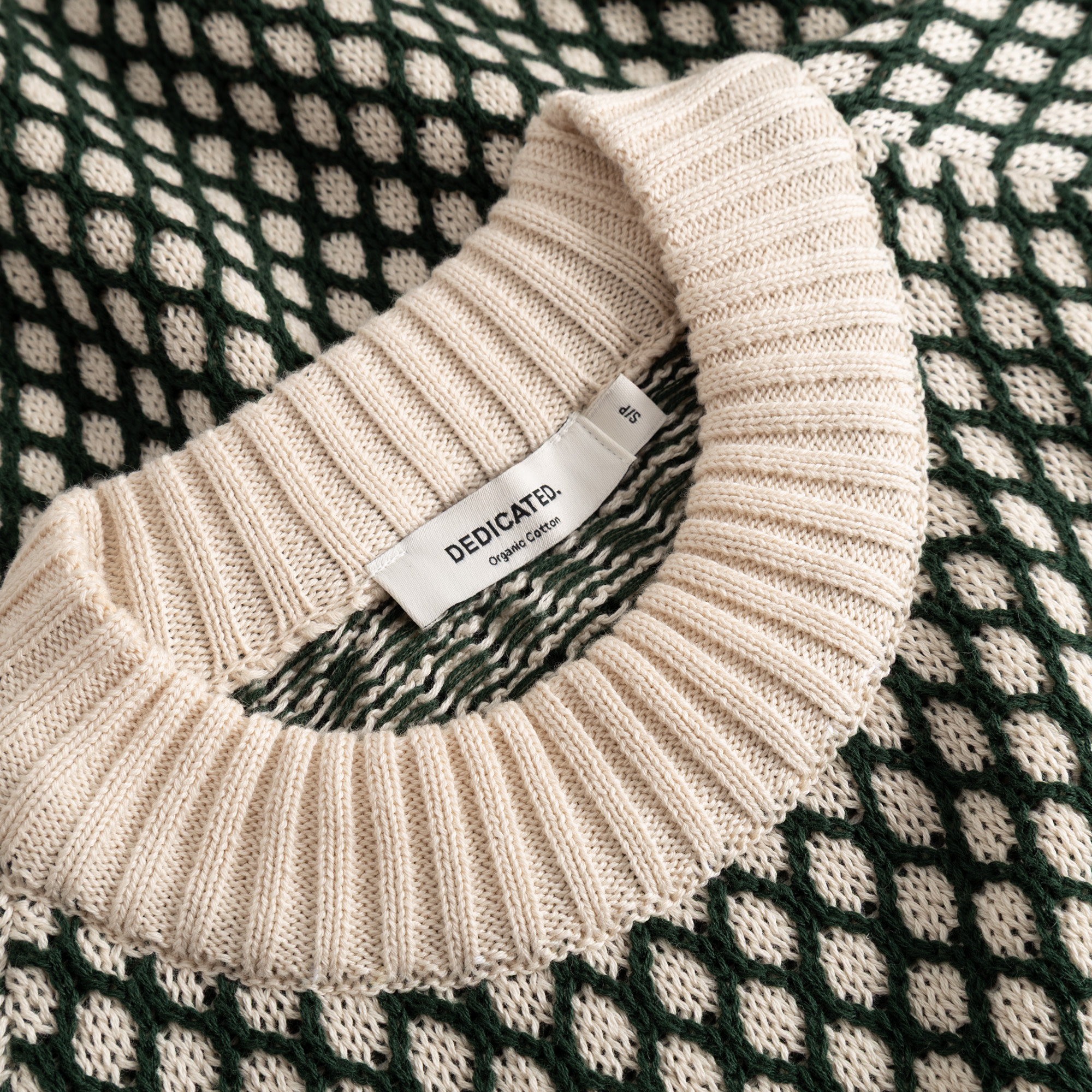 Dedicated Dedicated, Husie Bubble Knit, dark green/vanilla white, S