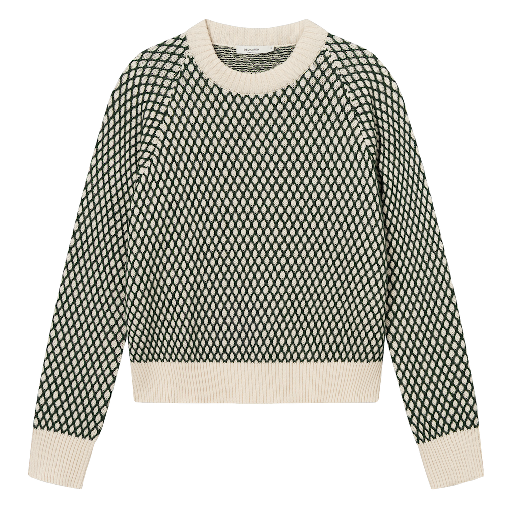 Dedicated Dedicated, Husie Bubble Knit, dark green/vanilla white, XS