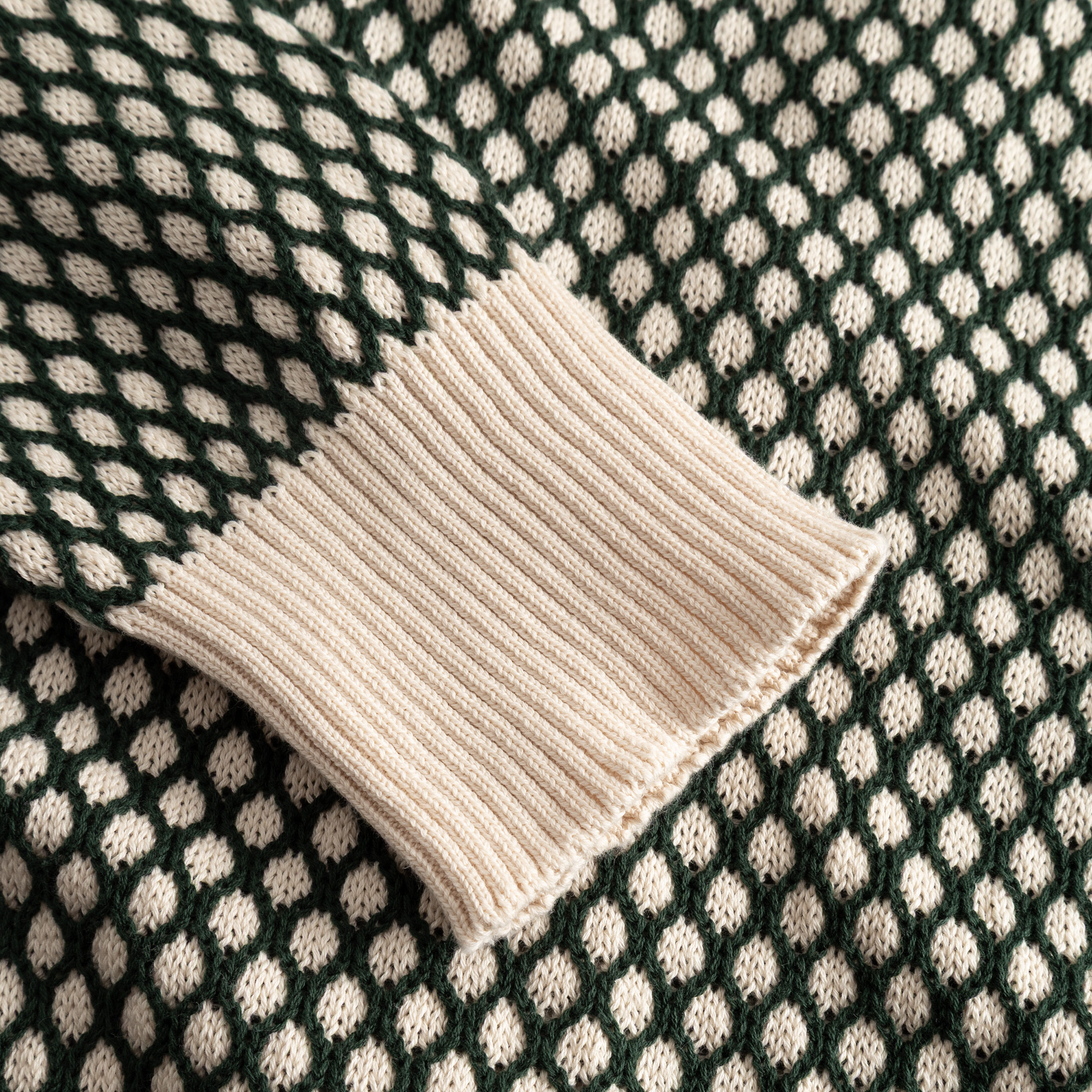 Dedicated Dedicated, Kanan Bubble Knit, dark green/vanilla white, L