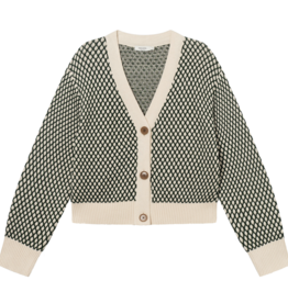 Dedicated Dedicated, Kanan Bubble Knit, dark green/vanilla white, M