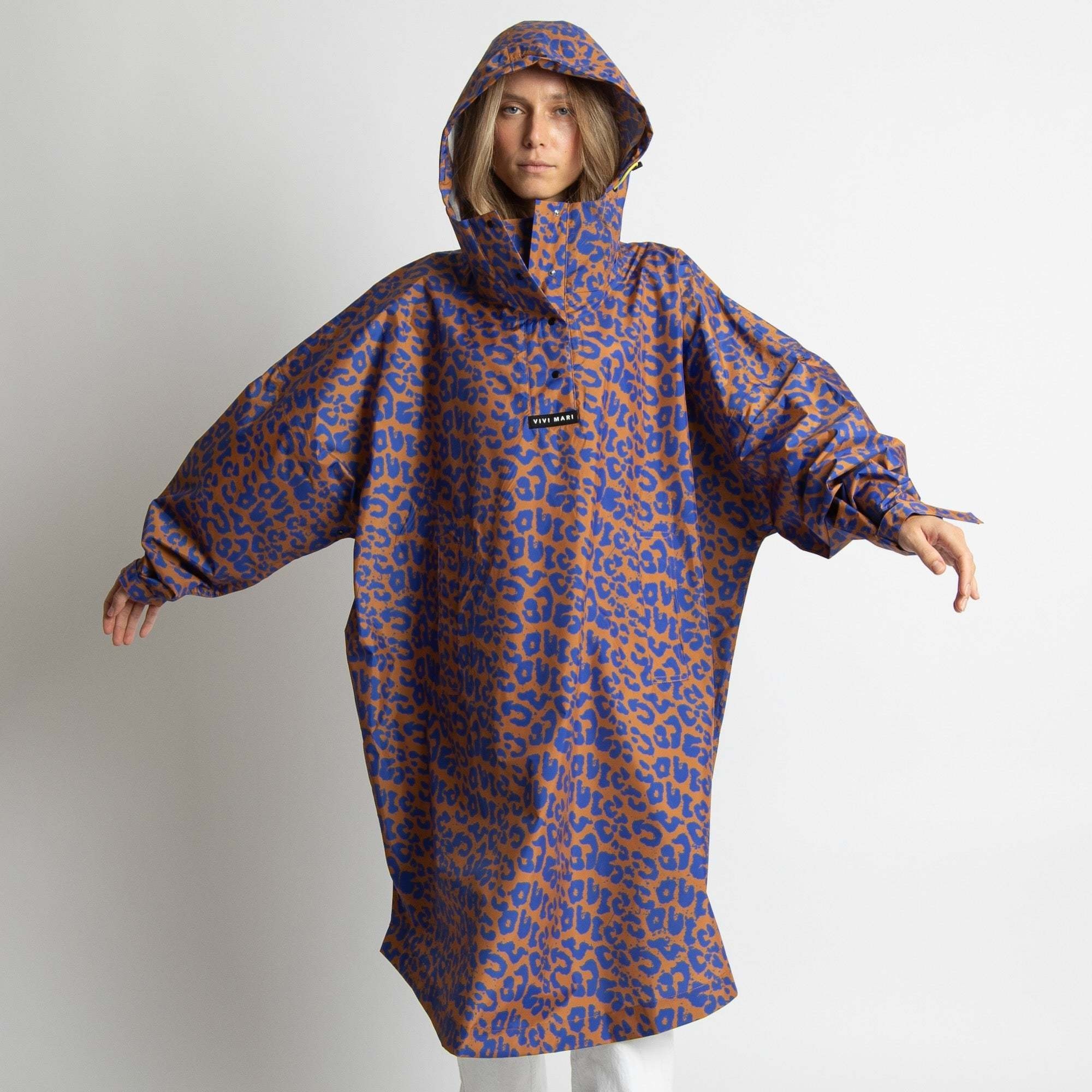 Vivi Mari Vivi Mari, Raincoat Leo Splashes,  electric blue/caramel