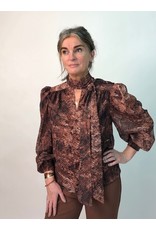 Exquise Blouse with Neck Tie Animal Print