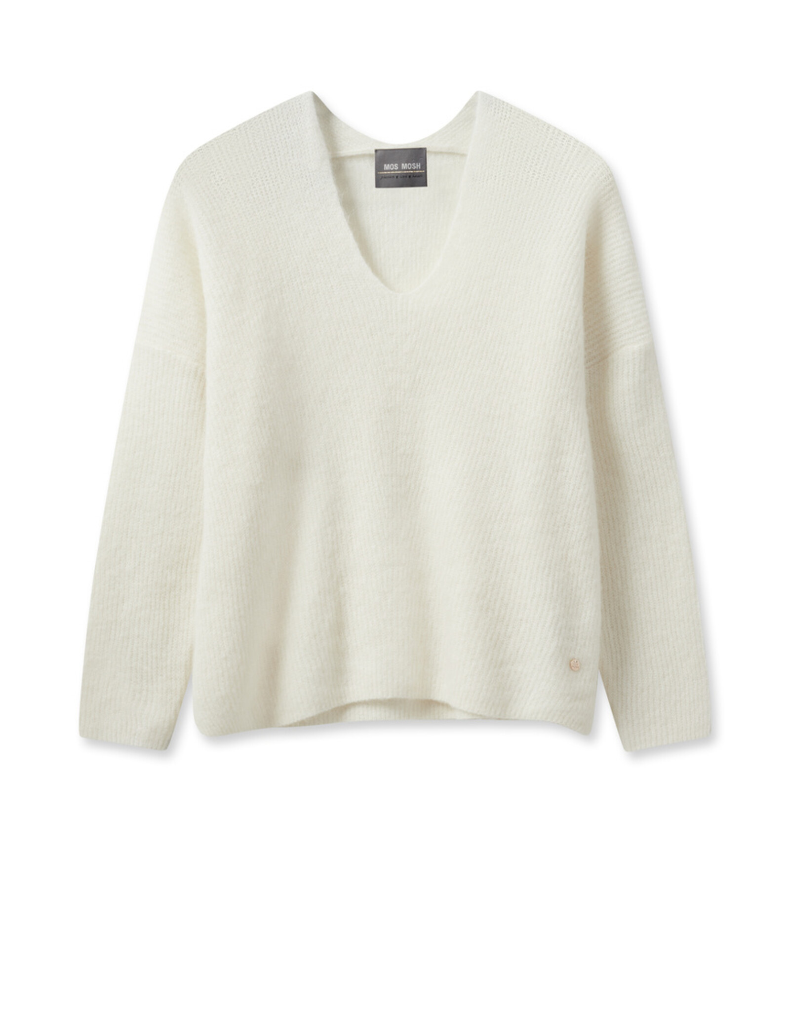 Mos Mosh Thora V Neck  Ecru Oversize Sweater