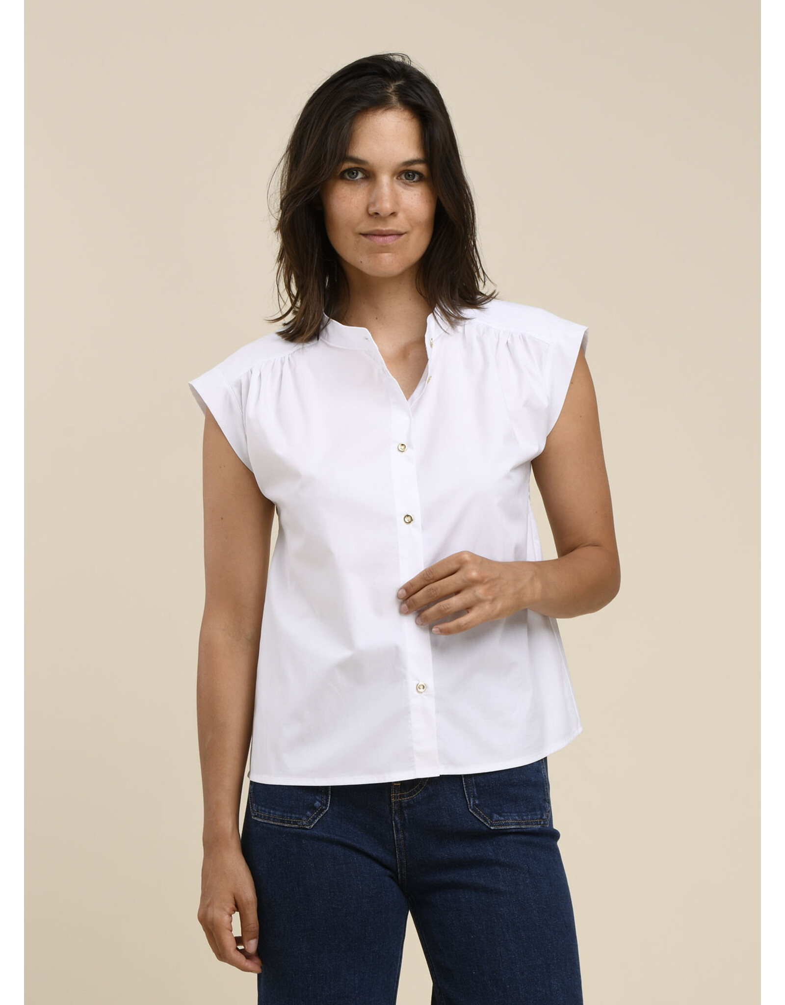 La Fee Maraboutee La Fee Maraboutee - SILVIA - Crisp Cotton Cap Sleeve Shirt