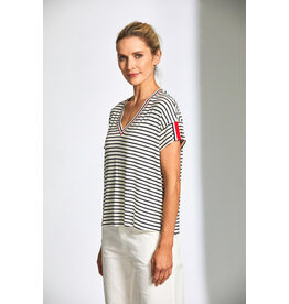 Peruzzi Stripe Vneck Tshirt