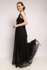 Paris Es'tyl 1313 - Long Halter Neck Silk blend chiffon dress