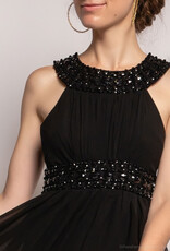 Paris Es'tyl 1313 - Long Halter Neck Silk blend chiffon dress