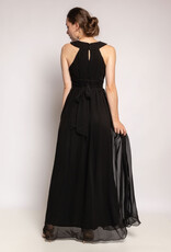 Paris Es'tyl 1313 - Long Halter Neck Silk blend chiffon dress