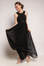 Paris Es'tyl 1313 - Long Halter Neck Silk blend chiffon dress