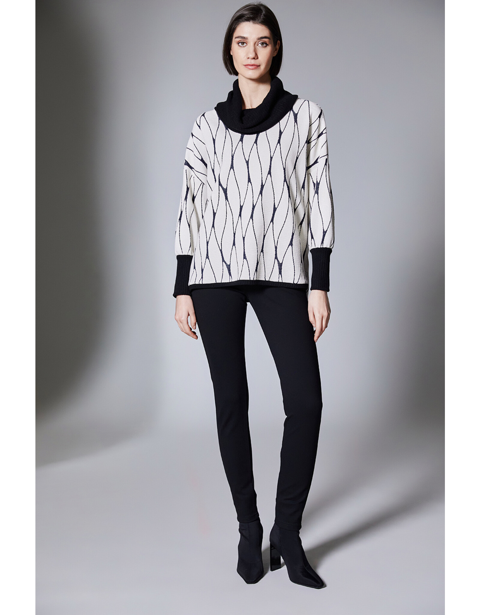 Peruzzi Cowl Jacquard Top