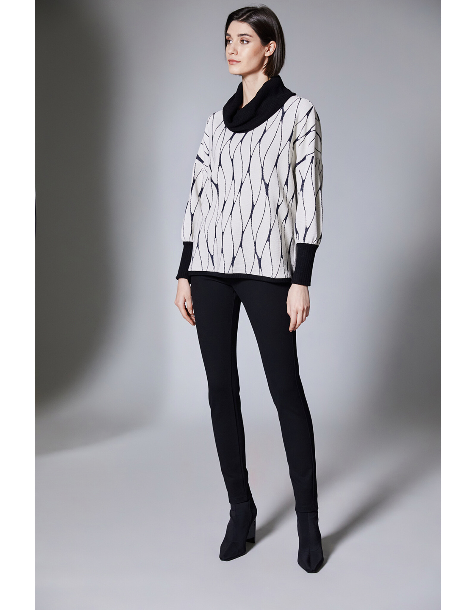 Peruzzi Cowl Jacquard Top