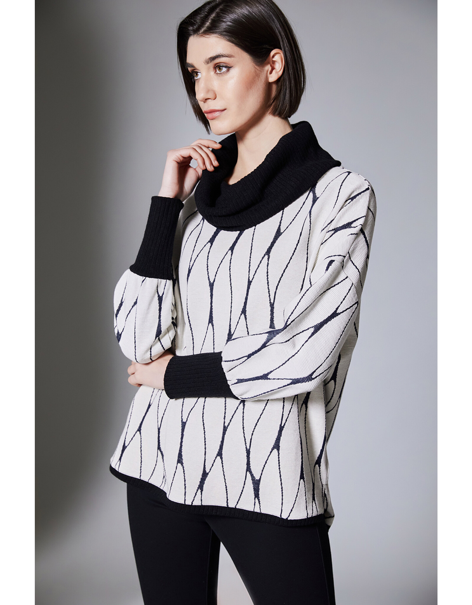 Peruzzi Cowl Jacquard Top