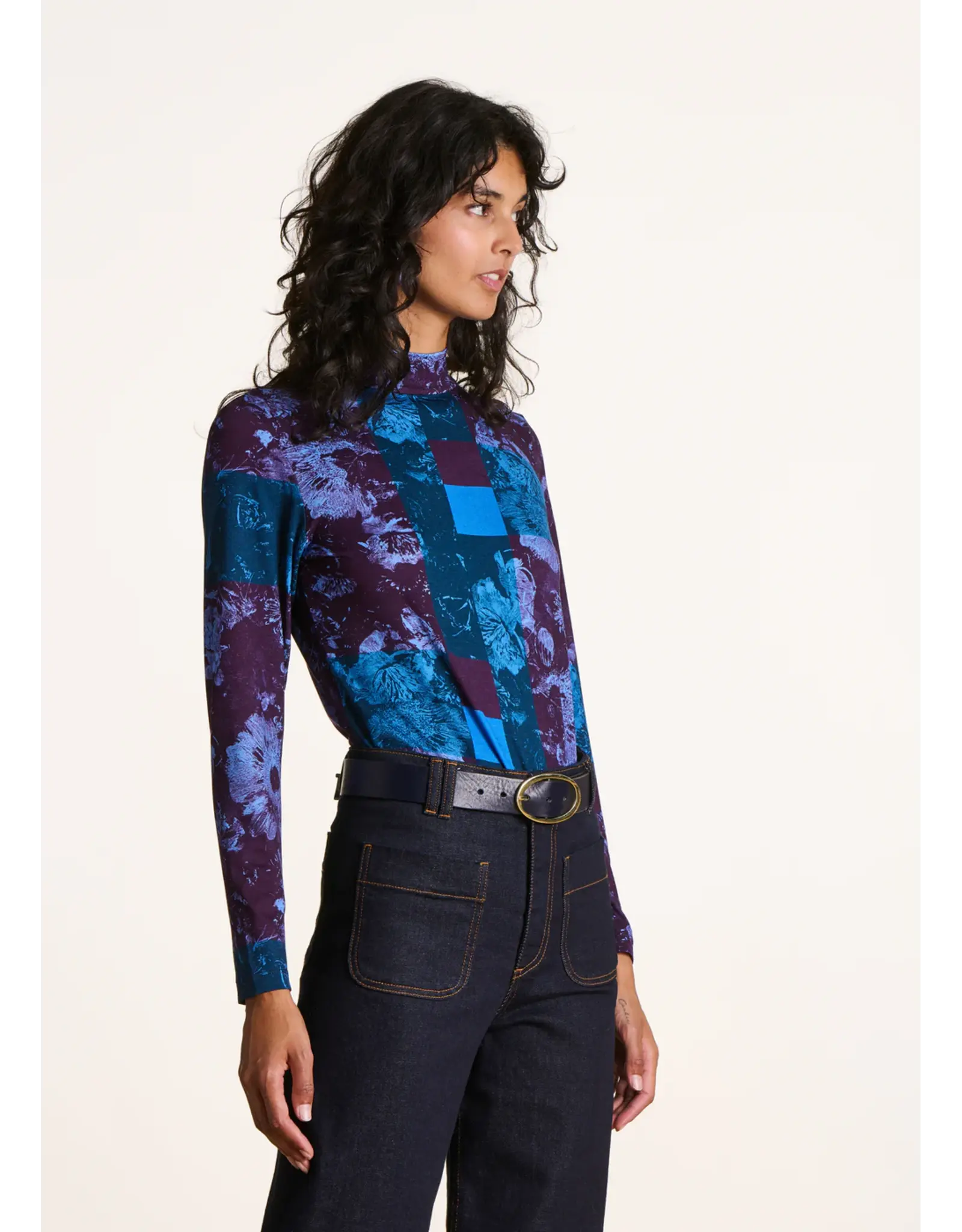 La Fee Maraboutee Covola Printed Polo Neck Top
