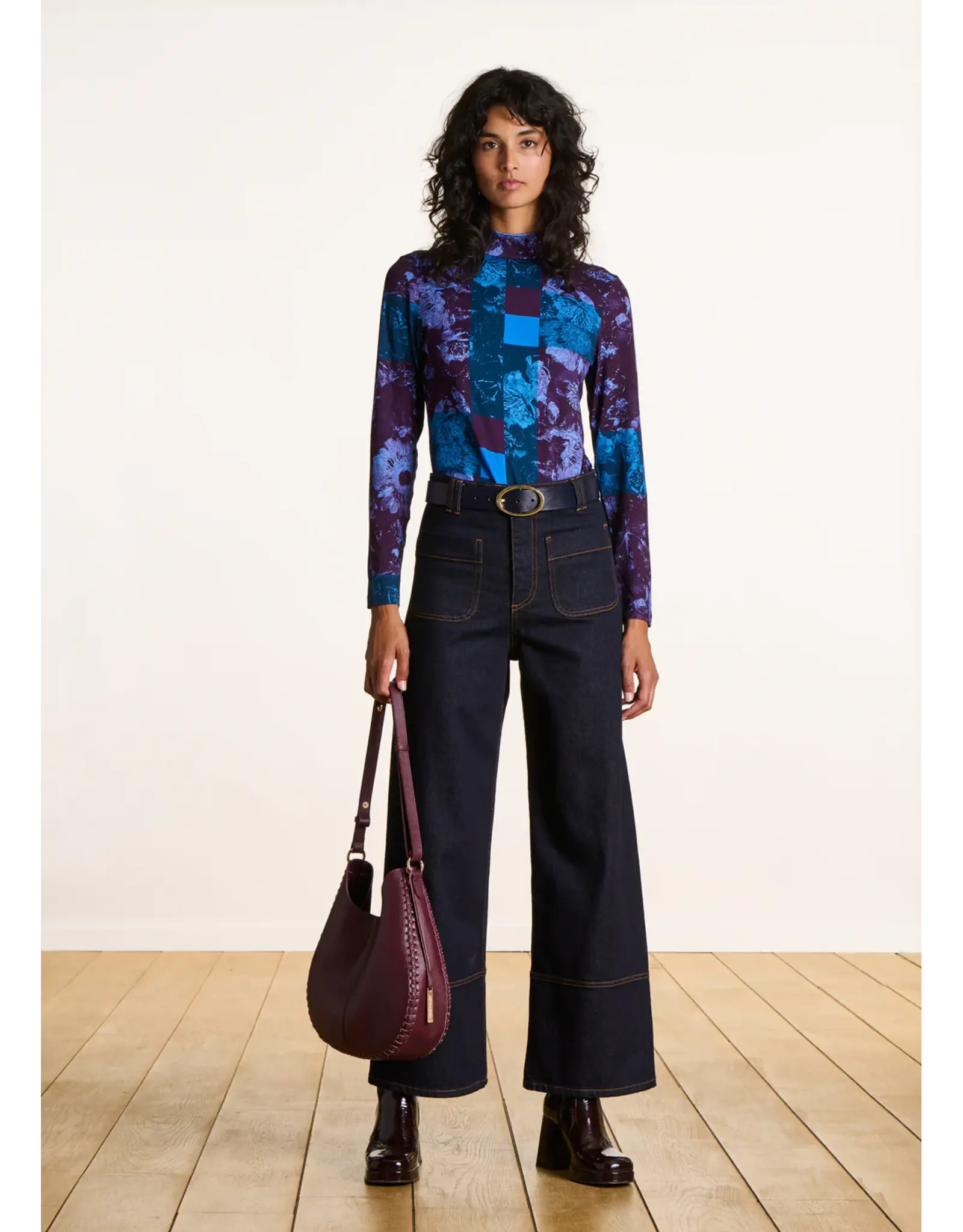 La Fee Maraboutee Covola Printed Polo Neck Top