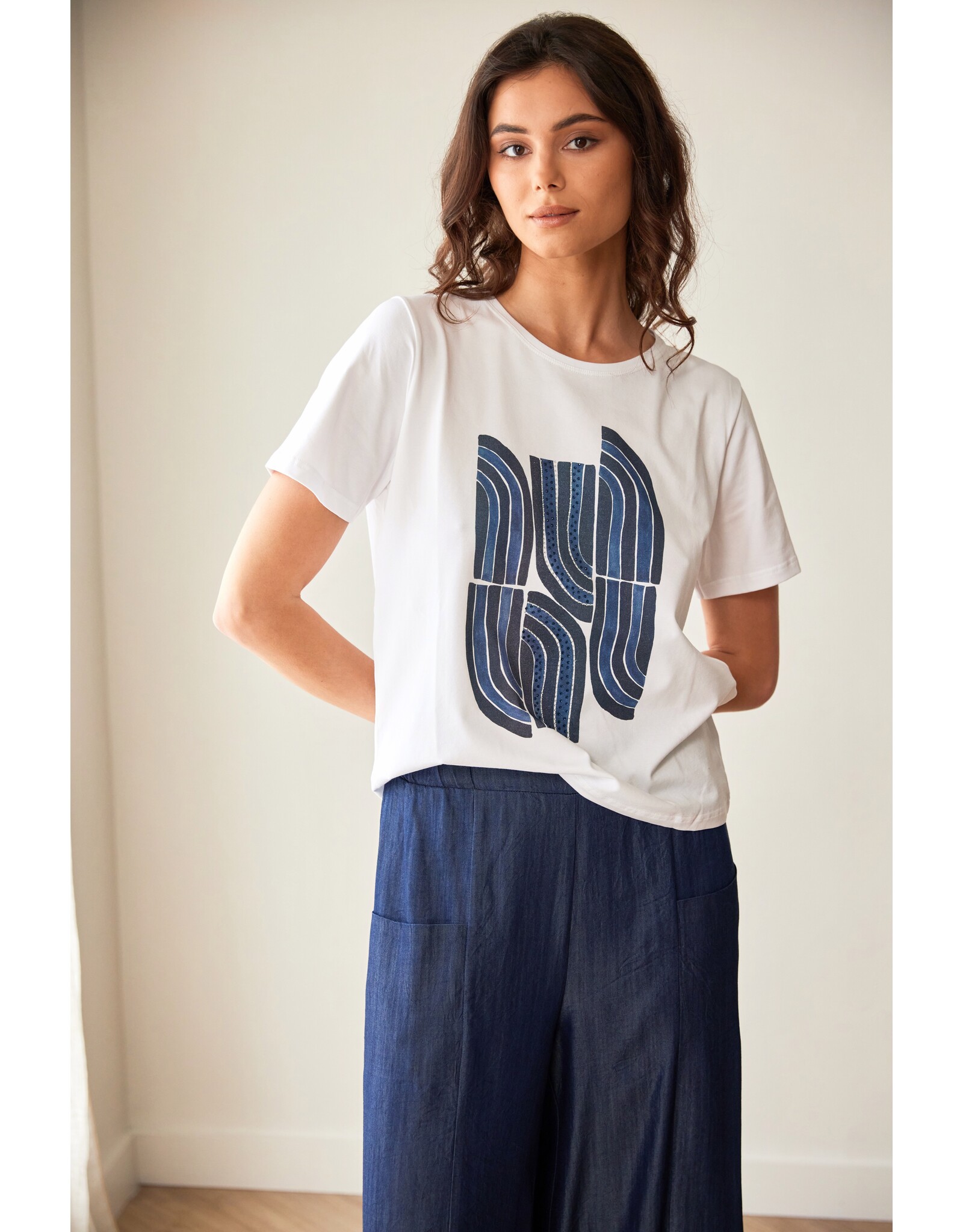 Peruzzi S26229 - Peruzzi Quarter Circle Print T-Shirt