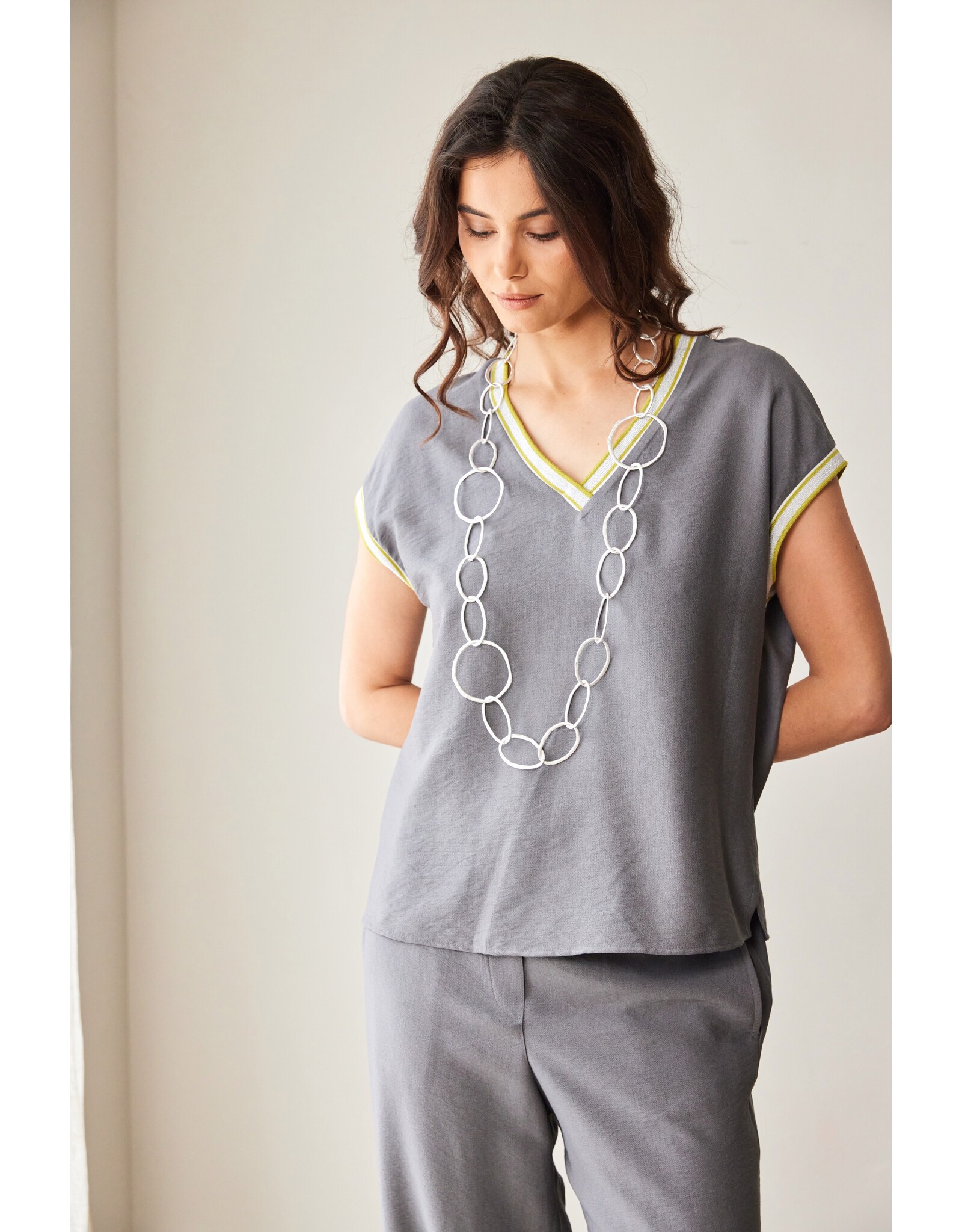 Peruzzi S26407 - Peruzzi Stripe Trim Top