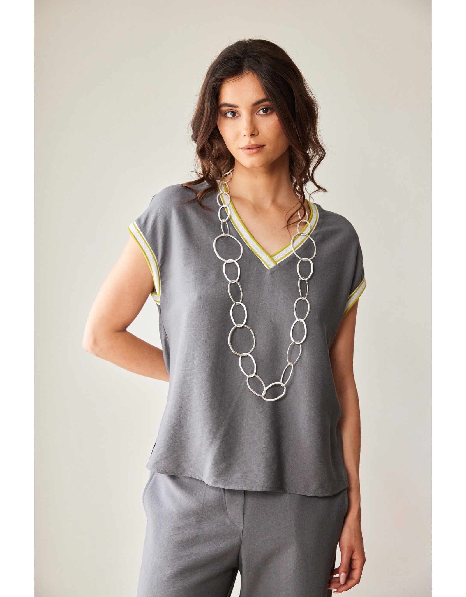 Peruzzi S26407 - Peruzzi Stripe Trim Top