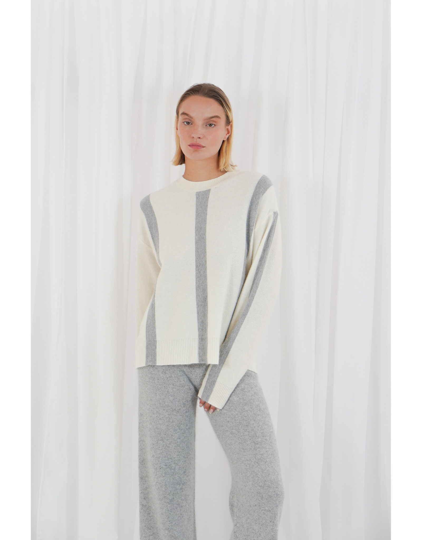 Twins TWNS - RENO - long sleeves round neck jumper with stripes