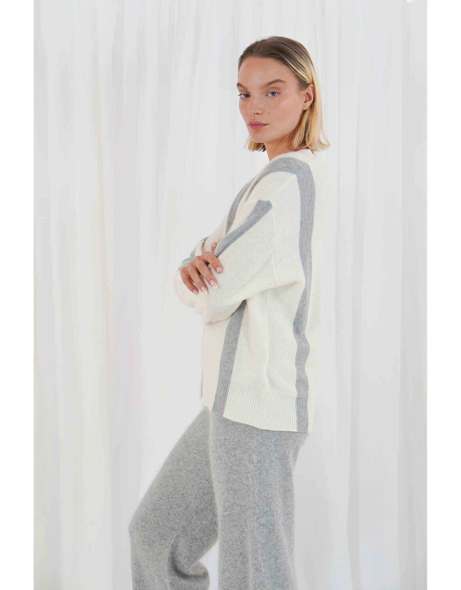 Twins TWNS - RENO - long sleeves round neck jumper with stripes