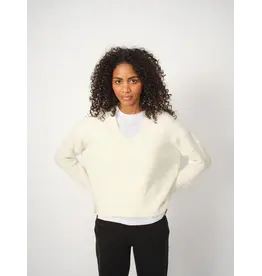 Mos Mosh Thora V Neck  Ecru Oversize Sweater