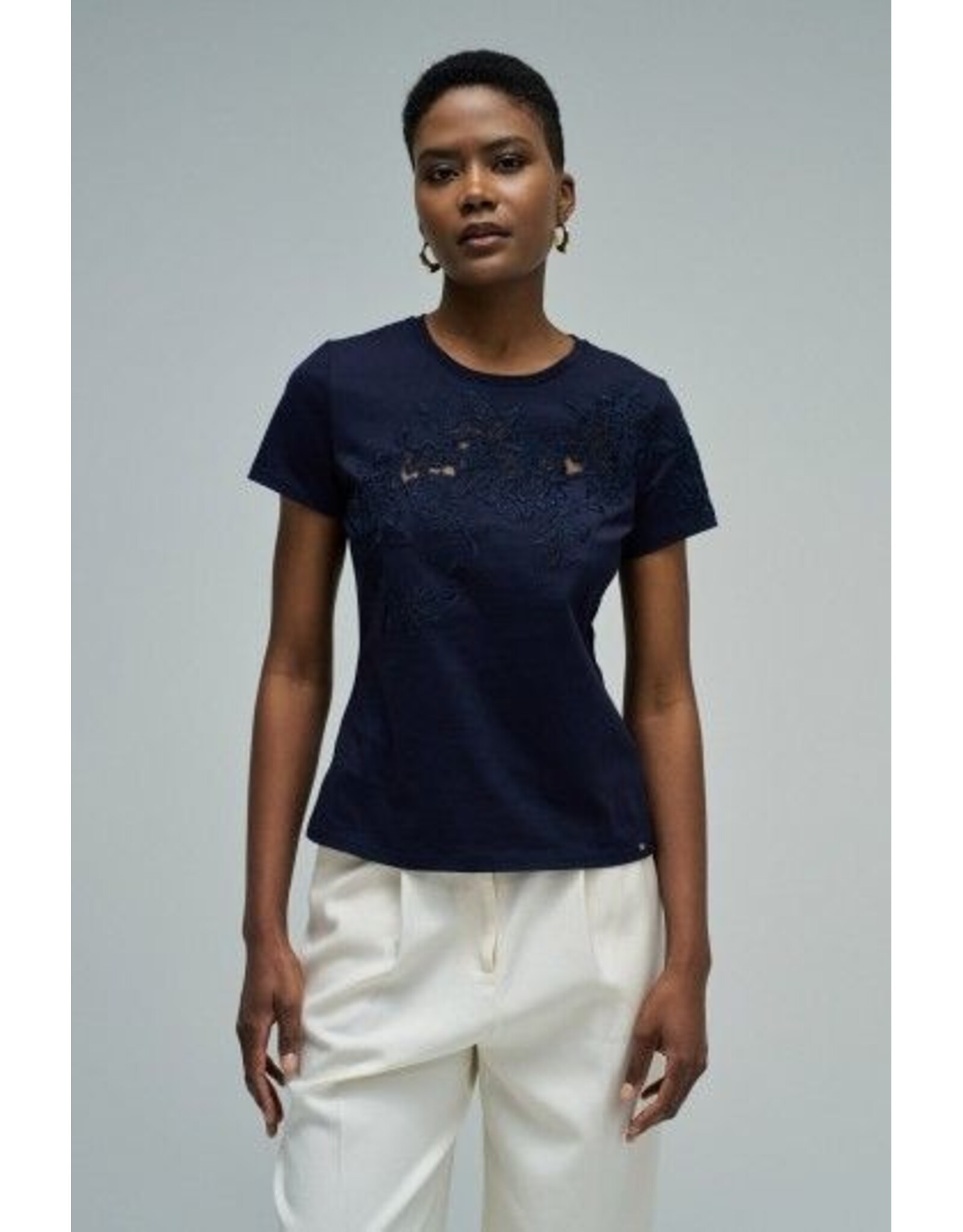 Salsa Jeans LACE FLOWERS EMBROIDERY T-SHIRT