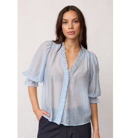 Co'Couture Avi Gathered Cuff Blouse in Powder Blue