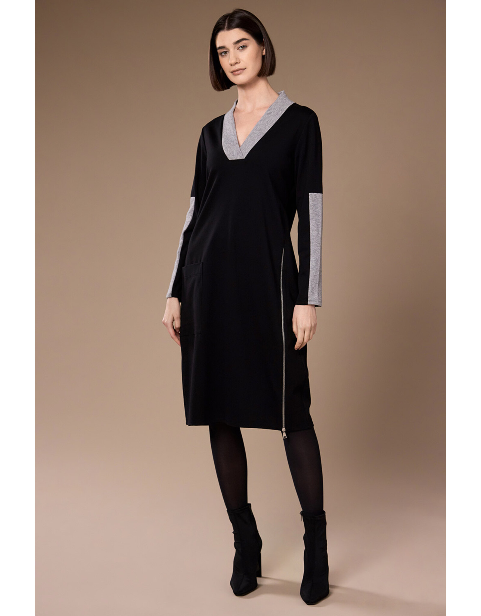 Peruzzi Two Tone V Neck Dress