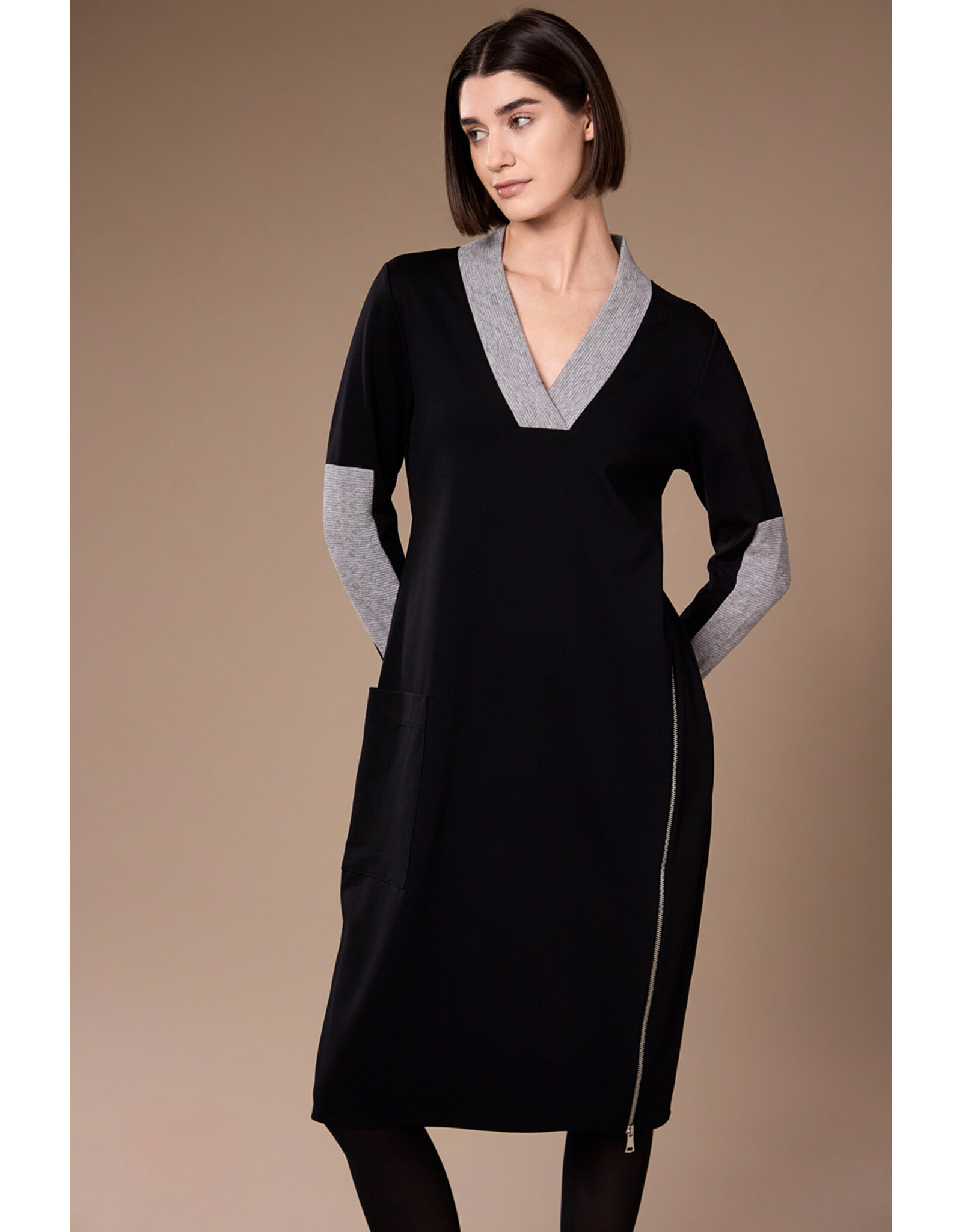 Peruzzi Two Tone V Neck Dress