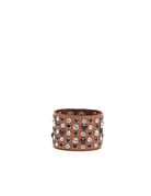 Campomaggi Leather Bracelet. Wide with crystals and studs. Cognac.