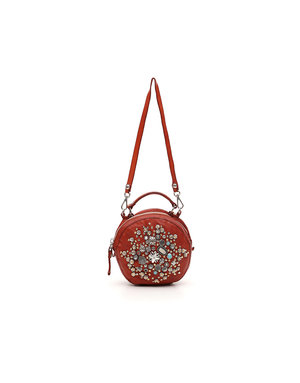 Campomaggi Bowling Bag. Genuine leather + Multi studs. Red.