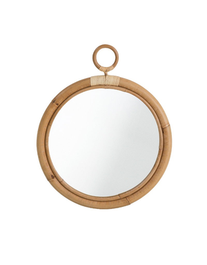 Originals Ella Mirror. Diameter 45cm with skin-on natural rattan.