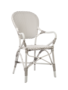 Exterior Isabell Arm Chair, Exterior. Aluminium frame with ArtFibre. White w Cappucino Dots