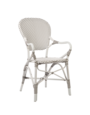 Exterior Isabell Arm Chair, Exterior. Aluminium frame with ArtFibre. White w Cappucino Dots