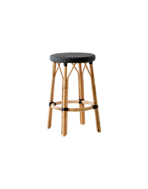 Affaire Simone Bar Stool. H77.5 cm. All black weave. ,