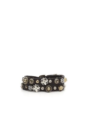 Campomaggi Bracelet. Double. Leather with seams and piercing. Black.