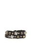 Campomaggi Bracelet. Double. Leather with seams and piercing. Black.