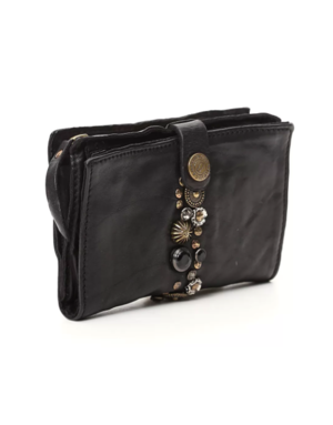 Campomaggi Wallet. Genuine Leather w Bella Di Notte Studs. Black.