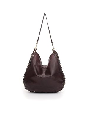 Campomaggi Shoulder bag. Genuine leather + Bella Di Notte Studs. Aubergine.