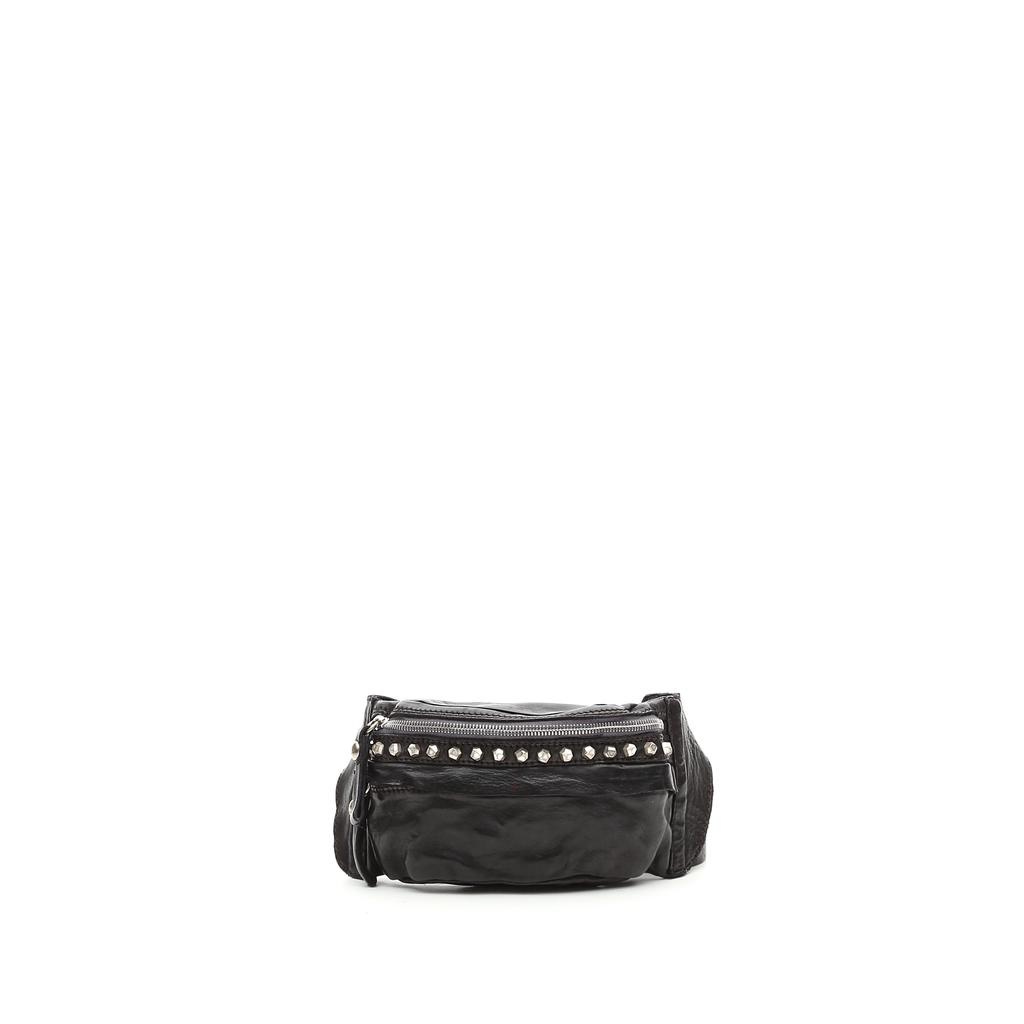 Campomaggi Waist bag. Genuine leather + Matera Studs. Black.