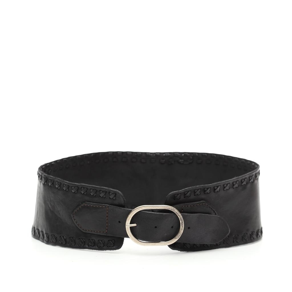 Campomaggi Band Belt. Genuine leather. Threading. Nero.