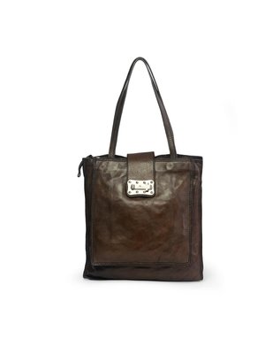 Campomaggi Shopping bag. Vertical Big. Genuine leather. Military Green.