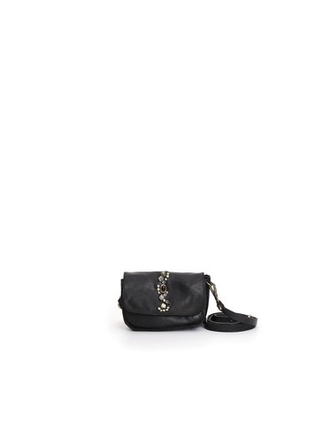 Campomaggi Coin  Purse + Crossbody bag. Genuine leather + Bella Di Notte Studs. Black.