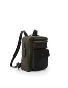Campomaggi Backpack. Small Canvas illys?+ Leather. Military + Black + Black Print.
