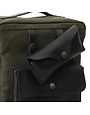 Campomaggi Backpack. Small Canvas illys?+ Leather. Military + Black + Black Print.