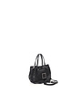 Campomaggi Crossbody Bag. Mini. Genuine leather + Aquamarine Decoration. Black.