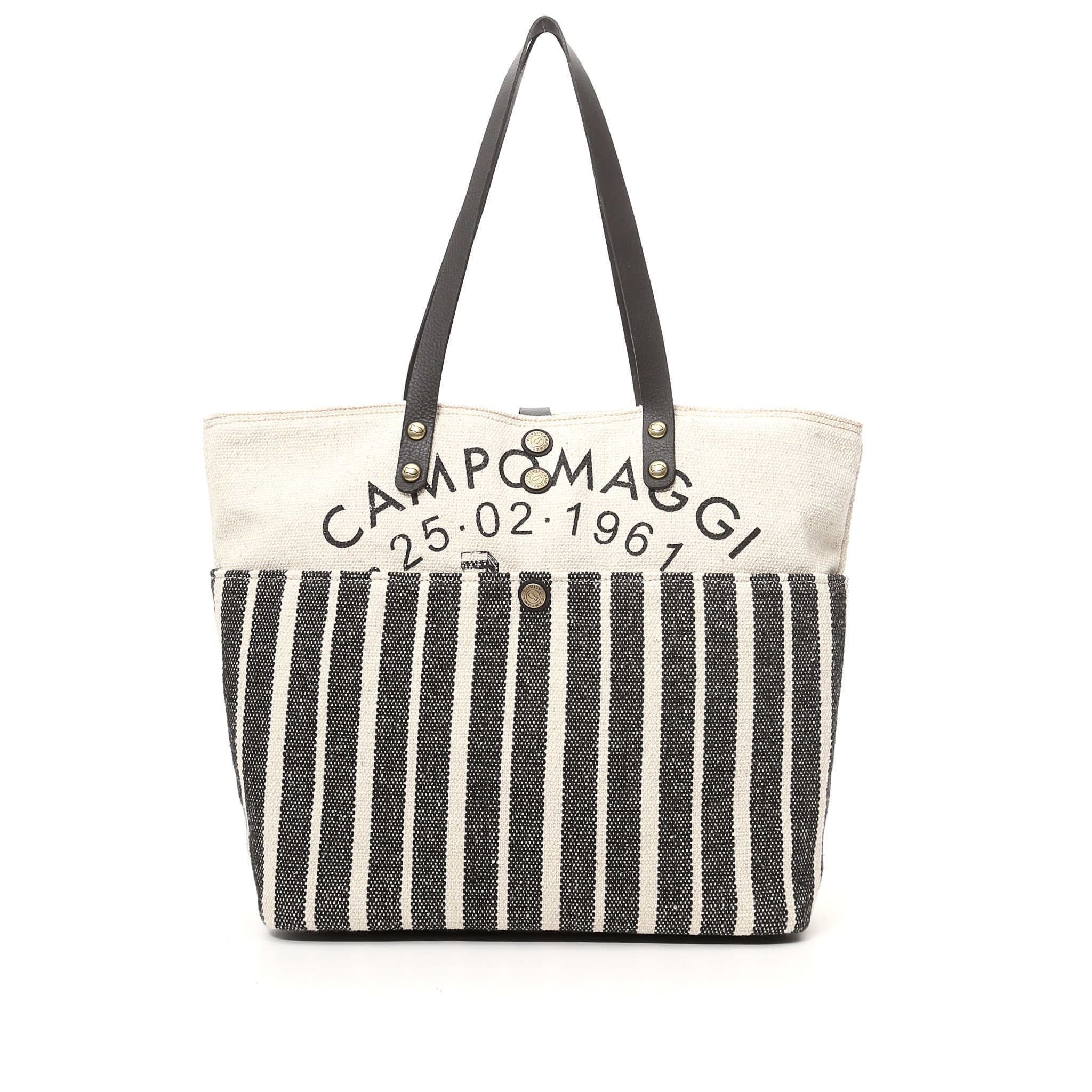 Campomaggi Shopping bag with striped cotton & Teodorano print